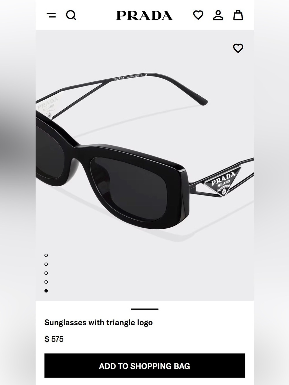 Prada Black Rectangular Sunglasses with Triangle Logo